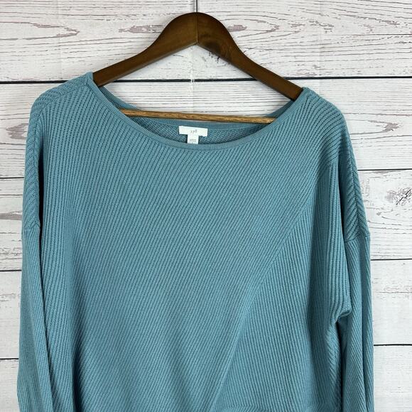 J Jill Sweater Womens Large Blue Knit Casual Textured Lounge Office Popover - Picture 2 of 11